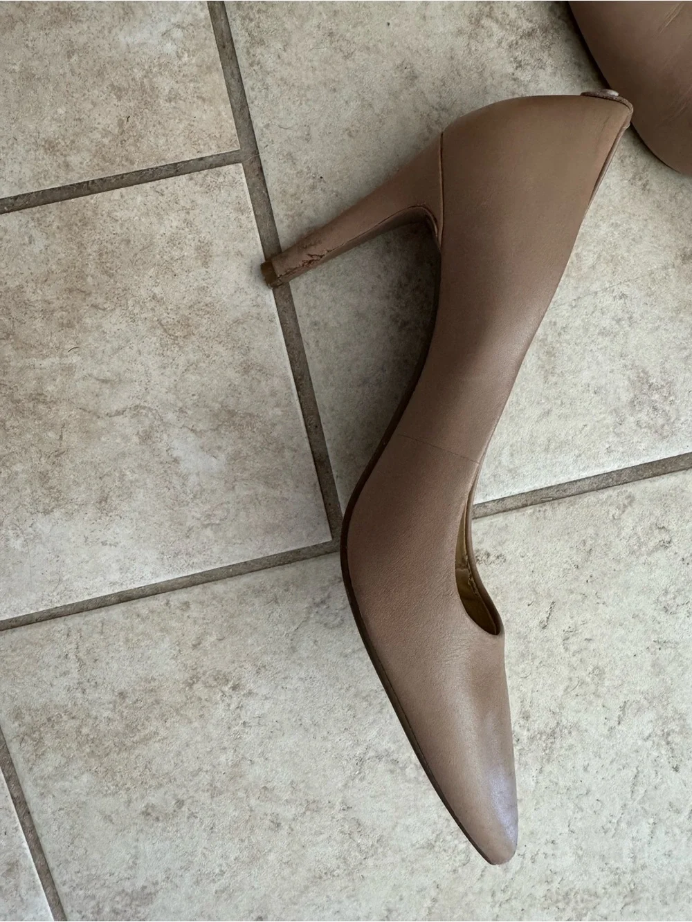 Michael Kors Taupe Pointed-Toe Leather Pumps